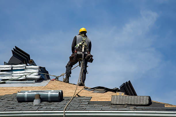 Professional Gutter Installation technician working in Flagler Beach, FL